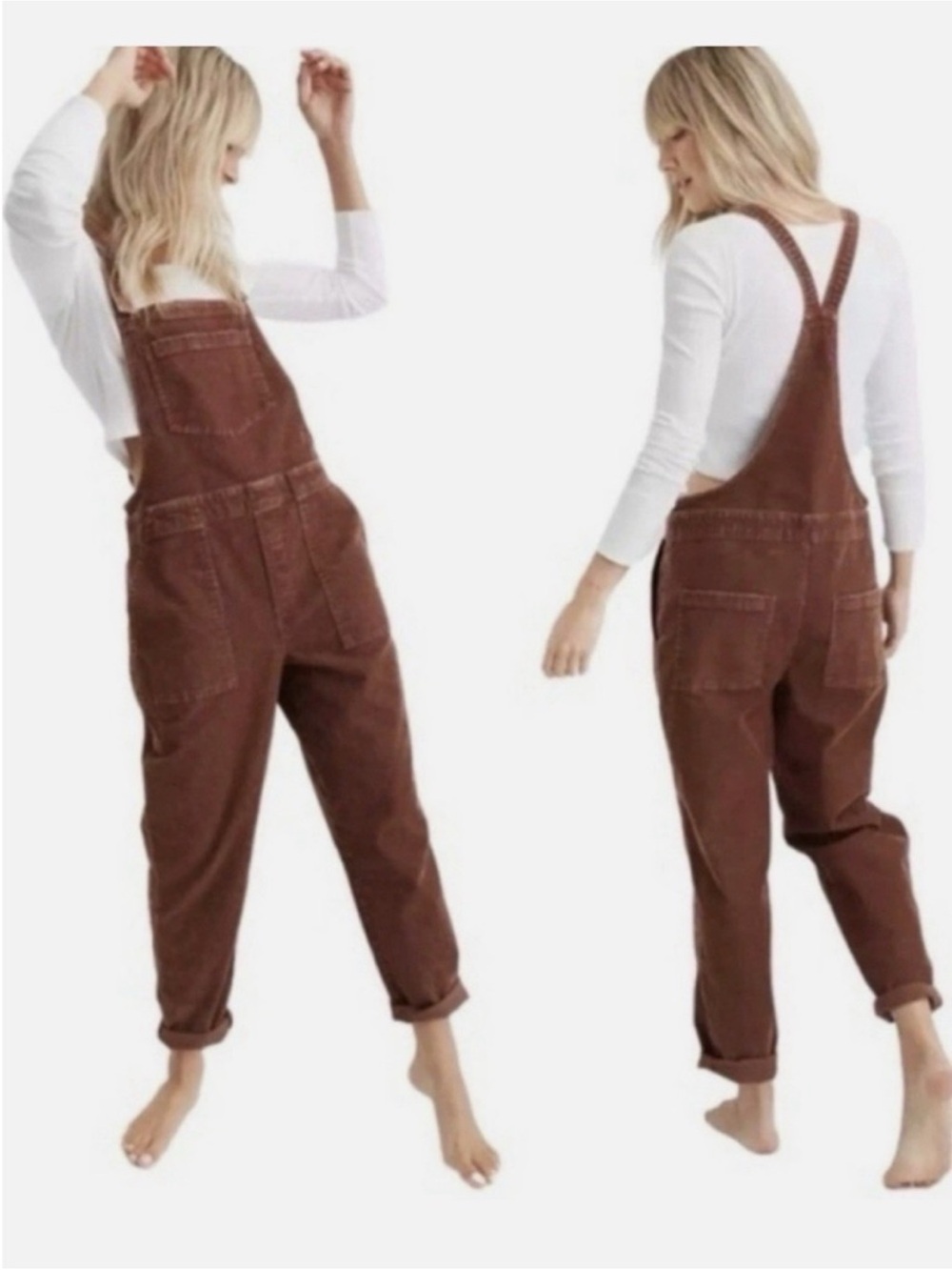 Aerie Brown Corduroy Overalls Size Small